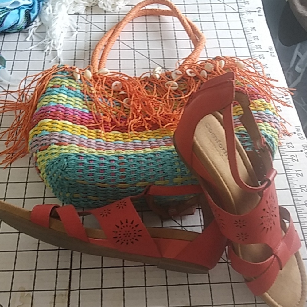 Orange Sandals & Purse Bundle